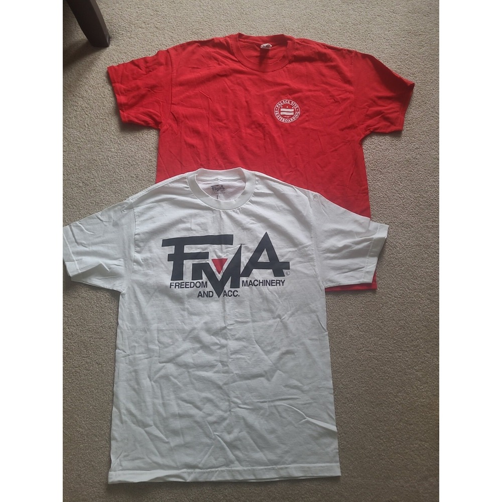 Lot of 2 T-Shirts Men's white ( Large ) and Red Skateboard XL Graphic Tee Shirt